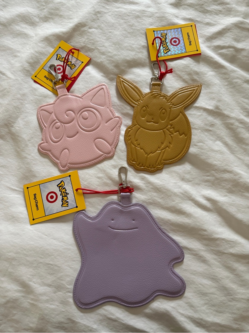Pokemon X Target 30th Anniversary Bag Charm Set Of 3 Ditto Jigglypuff Eevee New